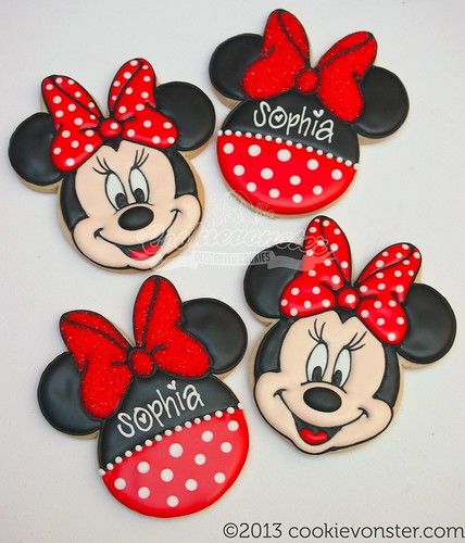 Γενέθλια Mickey Mouse, Mouse Cookies, Minnie Mouse Cookies, Mickey Mouse Cookies, Minnie Mouse 1st Birthday, Bolo Minnie, Disney Cookies, Minnie Cake, Minnie Mouse Theme