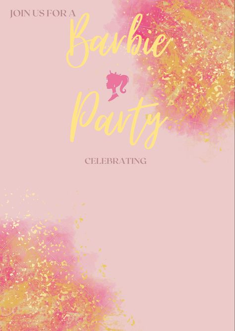 Barbie Birthday Party Invitations Digital Art, Barbie Invitation Template Free Printable, Barbie Birthday Invitations Template, Barbie Invitations Birthday, Barbie Invites, Barbie Birthday Party Invitations, Barbie Party Invitations, Barbie Invitation Template, Barbie Birthday Invitation