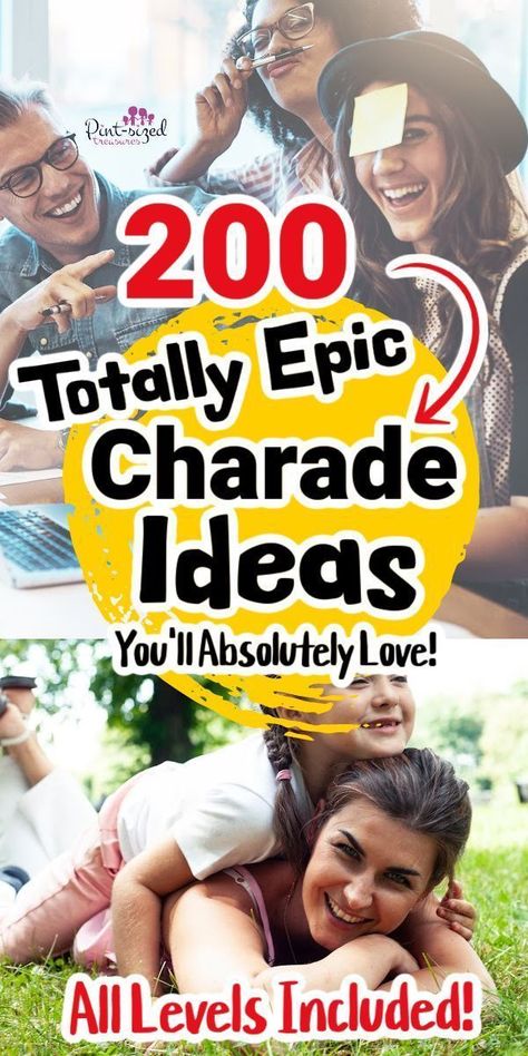 Get ready for hilarious family fun with charades! This classic game is perfect for kids and adults alike. Use our word list for exciting and funny ideas, and let the acting skills shine as you guess the words. It's an entertaining game night, guaranteed! Charade Games For Adults, Family Charades Ideas, Charades Ideas Funny Family, Kids Charades Ideas, Funny Charades Ideas, Charade Ideas Funny, Charade Ideas, Charades For Adults, Madmen Party