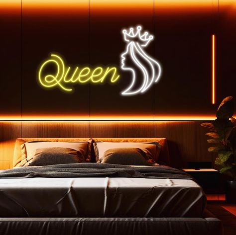 Illuminate your bedroom with the regal glow of the Queen Neon Sign by Sparky Neon. This vibrant piece combines modern artistry with a classic touch, featuring a striking script that exudes elegance and confidence. Perfect for adding a touch of personality to your space, the Queen Neon Sign creates an inviting ambiance with its soft, warm light. Crafted with high-quality LED neon, it ensures durability and energy efficiency. Easy to install and safe to use, this sign is a must-have for anyone ... Queen Neon Sign, Neon Lights, Create Sign, Led Neon, Neon Lighting, Neon Sign, Energy Efficiency, Warm Light, The Queen