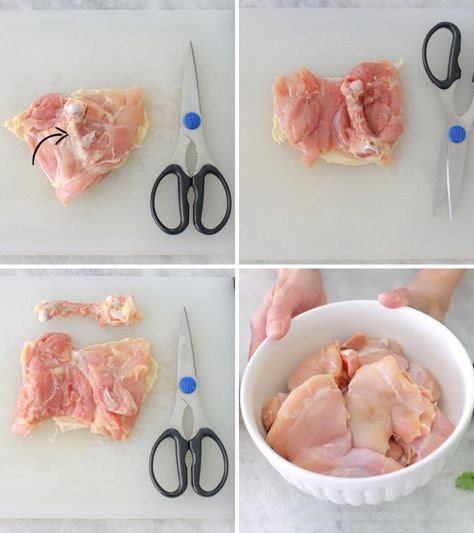 How to Debone Chicken Thighs - Olga's Flavor Factory Debone Chicken Thigh, Chicken Thigh Stir Fry, Chicken Thigh Teriyaki, Baked Bone In Chicken, Baked Teriyaki Chicken, Bone In Chicken Thighs, Teriyaki Recipe, Recipe Using Chicken, Bbq Chicken Recipes