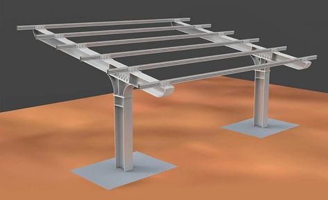 Steel Solar Carport Mounting System | Tripsolar Solar Structure, Structural Mechanics, Solar Carport, Steel Carports, Metal Carports, Carport Designs, Rain Gutters, Solar Technology, Solar Pv