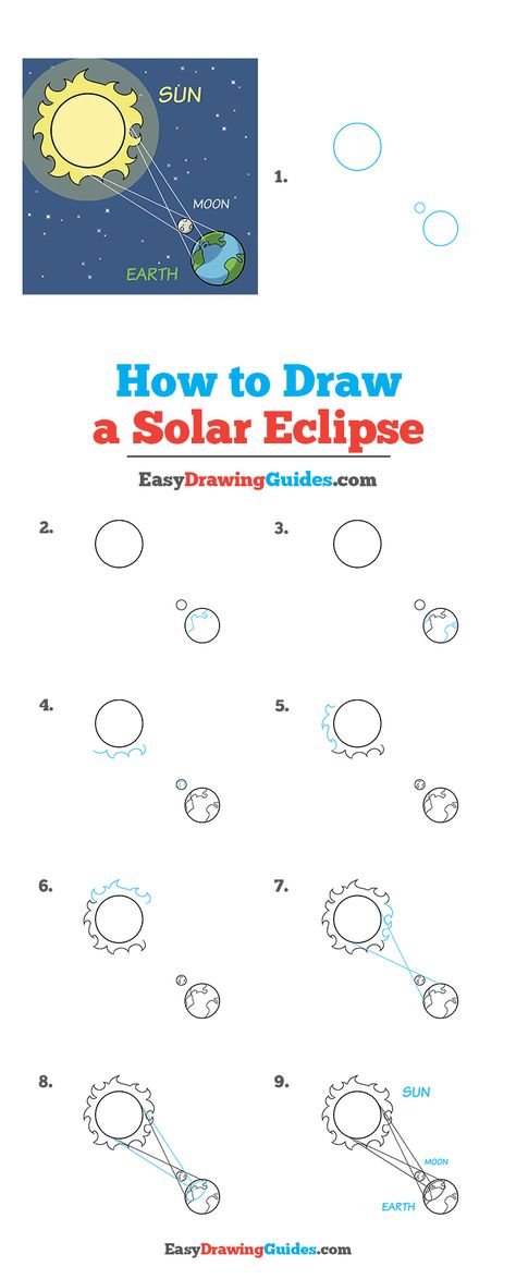 How To Draw A Night Sky, Eclipses Art, School Science Projects, Sun And Earth, Sketching Tips, Art Therapy Projects, Drawing Tutorials For Kids, Drawing Exercises, Easy Doodles Drawings