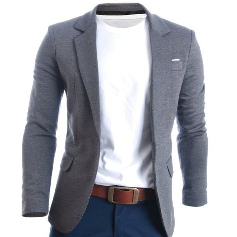 Oh Yes.... Casual Blazers For Men, Slim Fit Blazer, Mens Fashion Blazer, Mens Fashion Edgy, Gray Blazer, Mens Fashion Smart, Traje Casual, Mode Casual, Sharp Dressed Man