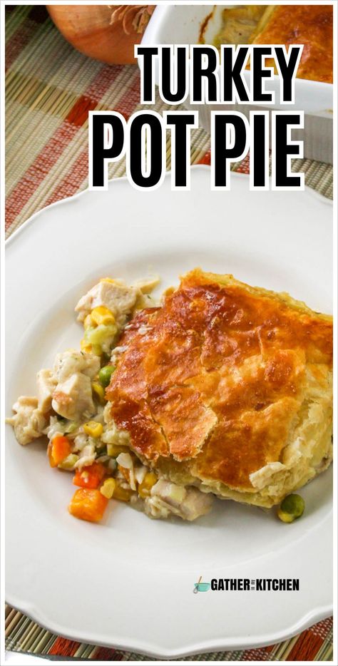 Try this simple homemade turkey pot pie recipe for an easy and comforting meal. Made with leftover turkey, vegetables, and a creamy sauce under a golden puff pastry crust. Turkey Pot Pie With Puff Pastry, Turkey Pot Pie Recipe Easy, Homemade Turkey Pot Pie, Turkey Pot Pie Casserole, Turkey Pot Pies, Pot Pie With Puff Pastry, Turkey Pot Pie Easy, Pie With Puff Pastry, Pot Pie Recipe Easy