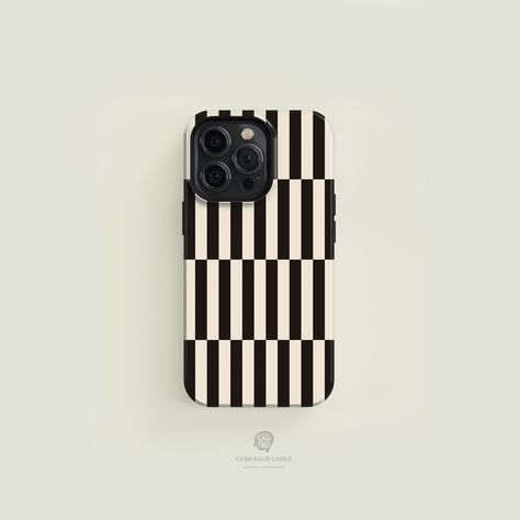 Striped Black on Cream Tough Phone Case | iPhone 15 14 13 12 11 Pro Max Case, iPhone 15 14 Plus Case, iPhone 13 12 Mini Case, iPhone Cases Iphone Cases For Black Phone, Aesthetic Phone Cases, Iphone 13 Mini Case, Case Iphone 13, Phone Games, Trendy Phone Cases, Unique Phone Case, Art Technology, Case Design