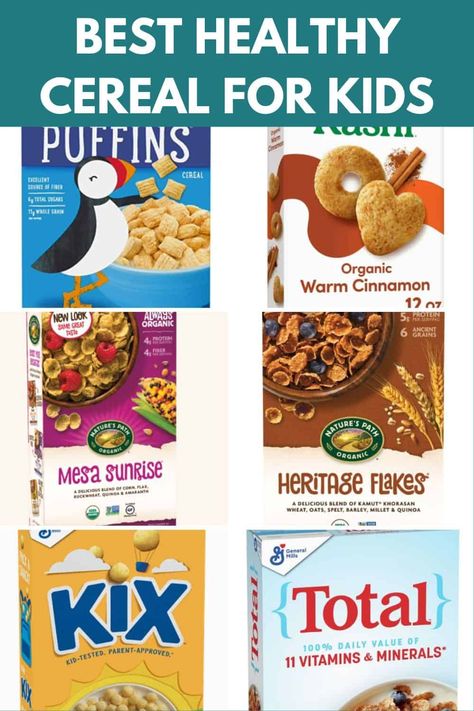 Here are the top healthy, low-sugar cereals for toddlers and kids that will help nourish your child while allowing you to take a break from cooking! Healthy Cereal For Kids, Dye Free Snacks, Organic Cereal, Best Cereal, Kids Cereal, Healthy Cereal, Baby Cereal, Healthy Baby Food, Healthy Baby