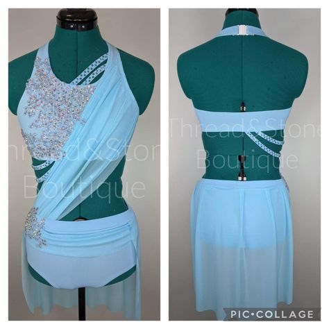 White Lyrical Dance Costumes Two Piece, Lyrical Dance Costumes Duet, Navy Blue Dance Costumes Lyrical, Lyrical Costumes Two Piece, Light Blue Lyrical Dance Costumes, Cute Simple Outfits, Dance Costumes, Simple Outfits, Cute Outfits