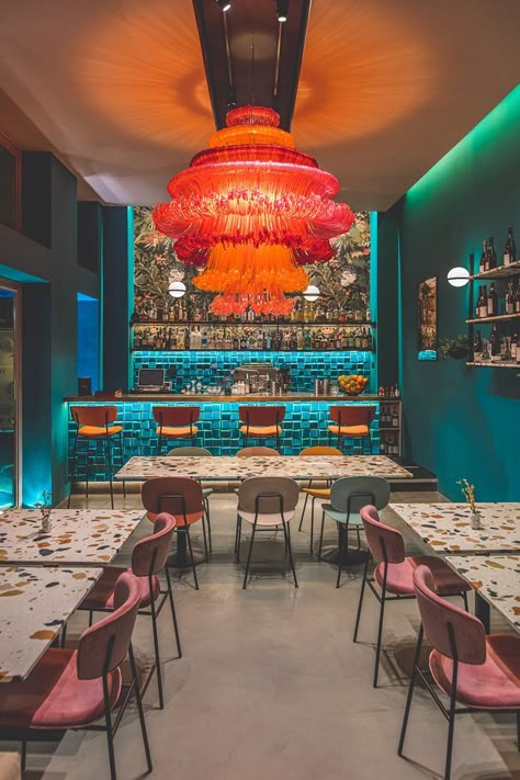 Amedeo Restaurant - Picture gallery Mexican Restaurants Interior, Chinese Restaurant Design, Livorno Italy, Colorful Restaurant, Luxury Lighting Design, Restaurant Plan, Restaurant Pictures, Color Schemes Design, Outdoor Restaurant Design