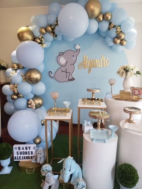 Elephant Theme Decorations, Dumbo Baby Shower Theme Boys, Baby Shower Theme Ideas For Boys, Elephant Centerpieces Boy, Baby Shower Boy Theme Ideas, Boy Baby Shower Themes Unique, Elephant Theme Baby Shower Boy, Baby Shower Elephant Theme Boy, Dumbo Baby Shower Theme