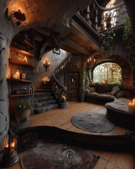 Underground House Interior, Fairytale House Interior, Old English Interior Design, Fantasy Apartment, Casa Clean, Fairytale House, Fantasy Furniture, Fantasy Rooms, Magical Home