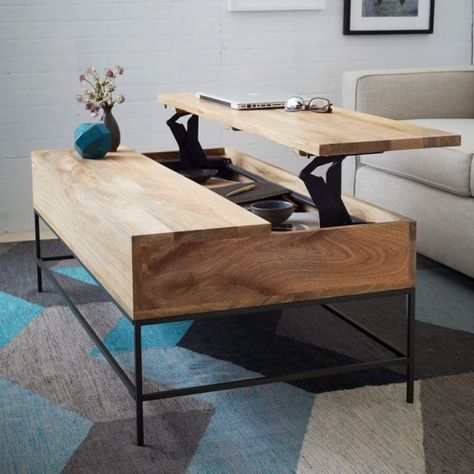 Multifunctional furniture for small spaces - LittlePieceOfMe Compact Furniture, Storage Coffee Table, Rustic Storage, Small Apartment Decorating, Small Room Design, Space Saving Furniture, A Living Room, Coffee Table With Storage, Design Living