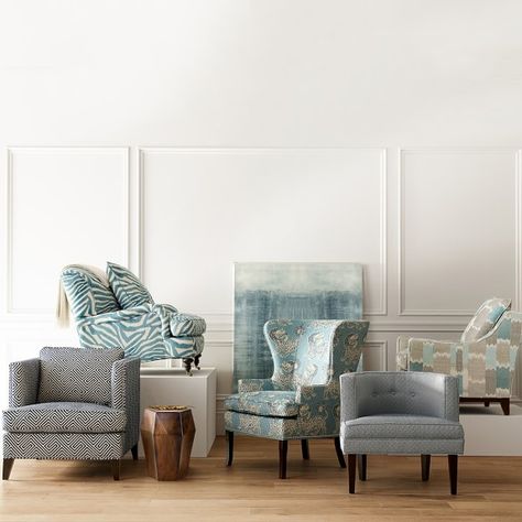 Chelsea Wing Chair | Williams Sonoma Blue And White Wingback Chairs, Colorful Wingback Chair, Ralph Lauren Wingback Chair, Slipcovered Wingback Chair, Wing Chair Upholstery, Wingback Chair Pottery Barn, Blue Sofa Living, Williams Sonoma Home, Wing Chair