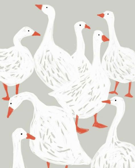 Ophelia Pang, Ducks, Red, Pattern, White