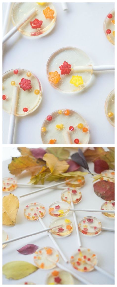 Homemade Suckers, Home Made Candy, Homemade Lollipops, Lollipop Recipe, Fall Is In The Air, Homemade Candies, Fall Leaf, Candy Making, Homemade Treats