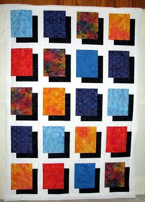 Would like to make one of these with batiks. ShadowQuilt tutorial. Illusion Quilts, Shadow Tutorial, Optical Illusion Quilts, Big Block Quilts, Quilted Wall Hanging, 3d Quilts, Sock Monkeys, Tshirt Quilt, Batik Quilts