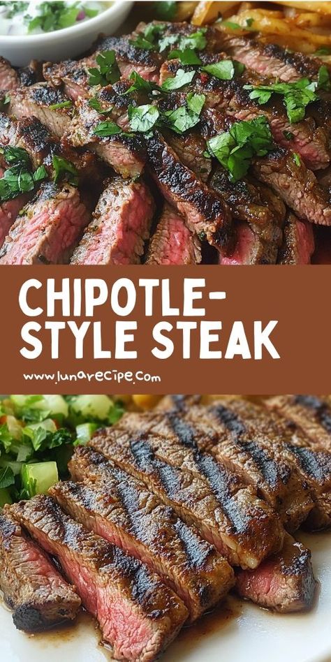 Chipotle Steak Recipe, Copycat Chipotle Steak, Chipotle Steak, Copycat Chipotle, Chipotle Bowl, Chipotle Peppers, Tender Steak, Mexican Grill, Eat At Home