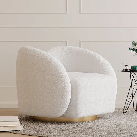 Modern White Swivel Accent Chair Cloud Boucle Lounge Chair Salon Decor Studio, Cloud Chair, Boucle Lounge, Modern Grey Living Room, Farmhouse Living Room Furniture, Leather Sofa Living Room, Living Room Sofa Set, Decor Studio, Living Room Design Inspiration