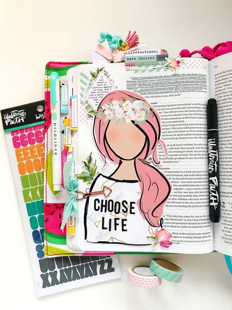 Hybrid Print and Pray Bible Journaling by Cristin Howell using digital printables | Choose Life Illustrated Faith Printables, Deuteronomy 30, Illustrated Faith Bible, Bible Journaling Printables, Bible Drawing, Bible Journaling Ideas Drawings, Bible Doodling, Inspire Bible Journaling, Instant Oatmeal