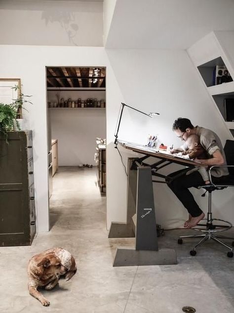 Home Art Studios, Architects Desk, Art Studio Room, Art Studio Design, Architecture Life, Art Studio At Home, Studio Room, Home Office Setup, Studio Space