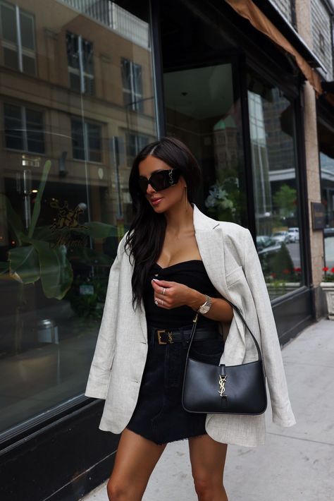 Saint Laurent Hobo Bag, Linen Blazer Outfit, Monthly Shopping, Saint Laurent Belt, Mia Mia Mine, Saint Laurent Logo, Logo Sunglasses, Fashion Accessories Trends, Mia Mia