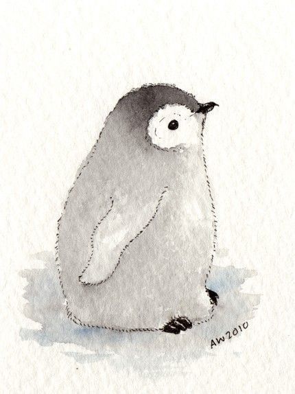 Cute Akvarel Illustration, Penguin Watercolor, Watercolor Paintings Of Animals, Penguin Art, Art Mignon, Canvas Painting Ideas, Watercolor Paintings For Beginners, Watercolour Inspiration, Watercolor Paintings Easy