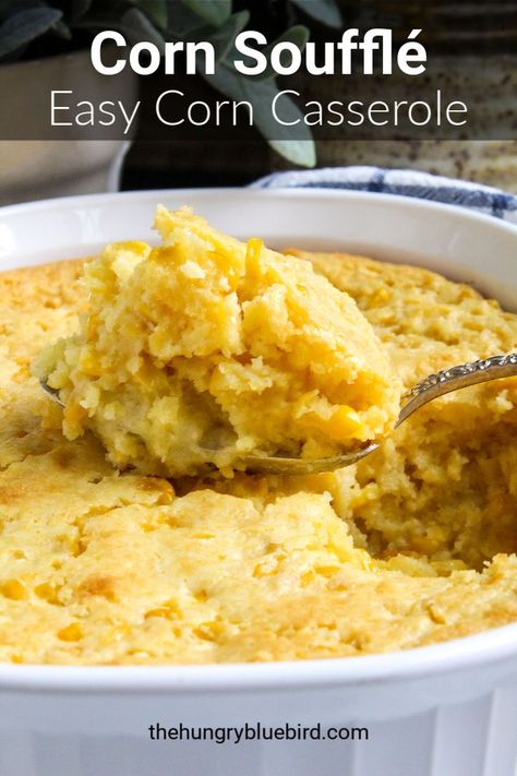 Corn Souffle Recipe, Corn Soufflé Recipe, Souffle Recipes Easy, Corn Souffle, Easy Corn Casserole, Souffle Recipe, Corn Muffin, Easy Corn, Jiffy Corn Muffin Mix