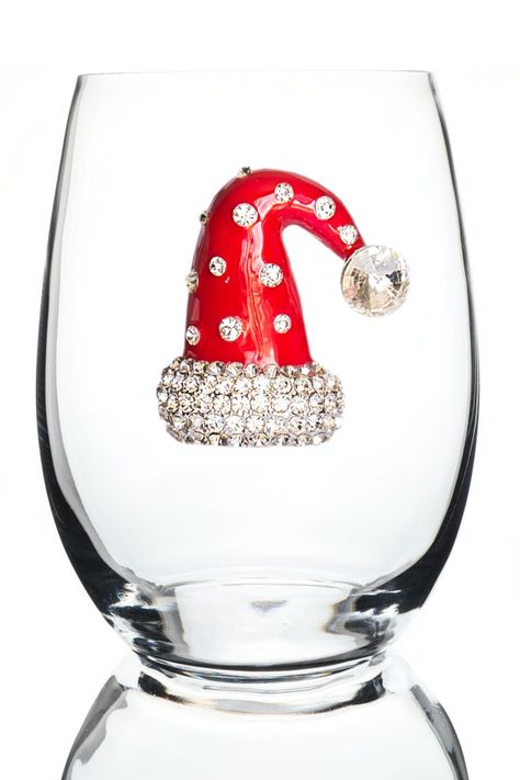 Holiday Collection Jeweled Wine Glasses | The Queens' Jewels Decorative Wine Glasses, Christmas Wine Glasses, Queens Jewels, Birthday Cute, Decorated Wine Glasses, Jeweled Christmas, Wine Glass Crafts, Santa Claus Is Coming To Town, Painting Glassware