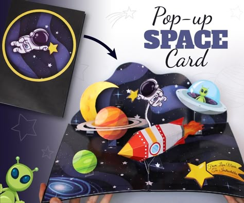 Space Pop Up Card, Pop Up Greeting Cards Handmade, Pop Up Ideas, Space Birthday Card, Space Card, Arte Pop Up, Science Experience, Tarjetas Pop Up, Diy Pop