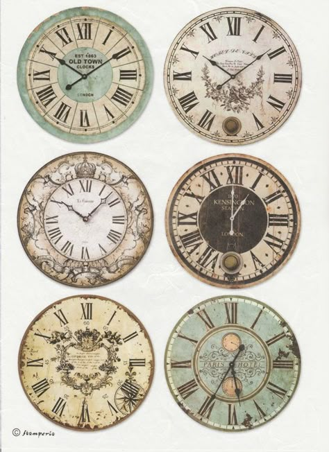 Rice Paper - Clocks Vintage Journaling Printables, Aesthetic Vintage Journal Stickers, How To Make Vintage Stickers, Vintage Paper Printable Stickers, Diy Vintage Stickers, Journal Papers Printable, Journal Vintage Stickers Printable, Vintage Papers Printable, Vintage Scrapbook Stickers Printable