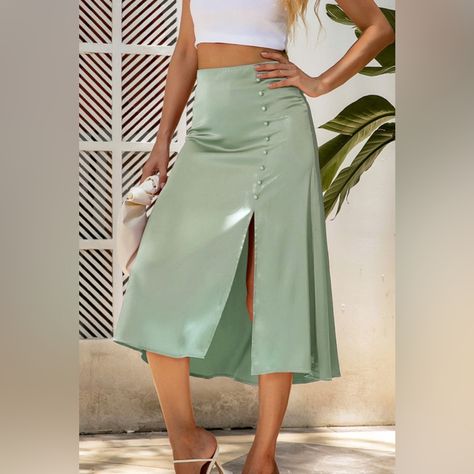 Silk midi skirt outfit