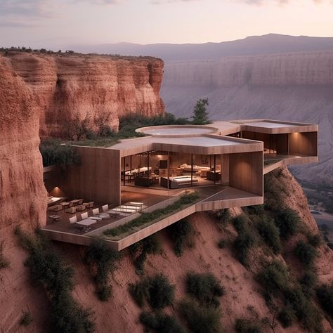 Cliffside House, Moorish Architecture, Concept Models Architecture, Beautiful Outdoor Spaces, Desert Homes, Beautiful Dream, Futuristic Architecture, Hotels Design, Architect Design