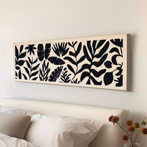 Rain Forest Minimal Long Horizontal Wall Art For Bedroom, Panoramic Black And White Canvas Print, Minimal Vector Decor Canvas Art Art Print Horizontal, Diy Canvas Art Painting Black And White, Diy Canvas Art Bedroom, Simplistic Canvas Painting, Long Canvas Art Horizontal, Diy Decor Paintings, Canvas Painting Ideas Black And White, Horizontal Canvas Painting Ideas, Diy Painting Canvas Easy Wall Decor