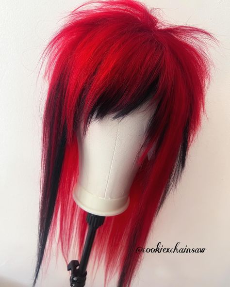 Scene Wigs, Red Hair Black Tips, Depth Aesthetic, Scene Queen Hair, Whimsical Hairstyles, Red And Green Hair, Black Scene Hair, Black And Red Hair, Scene Wig