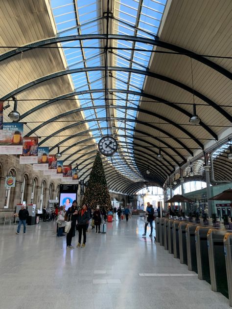 Christmas 🎄 Newcastle Upon Tyne Train Station Newcastle Upon Tyne, Train Station, Newcastle, Fair Grounds, Street View, Train, Travel, Christmas