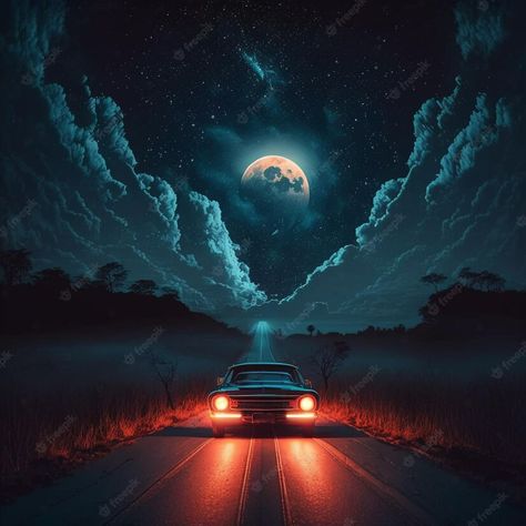 Music Cover Art Background, Background For Music Cover, Music Cover Background, Album Cover Background, Album Covers Ideas, Midnight Drive, Car On The Road, Road Music, Bly Manor