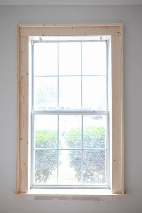 Finish Window Trim, Window Trim With Blinds, Window Trim Before And After, Add Window Trim, Small Window Trim Ideas, Contrast Window Trim, Diy Window Casing, French Country Window Trim, Picture Window Trim