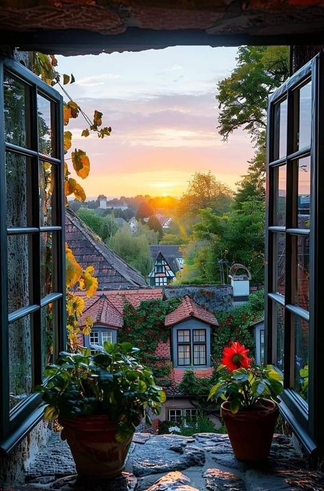 Beautiful Window View, Sunrise Window, Bloxburg City, Medieval Buildings, Window Views, Rothenburg Ob Der Tauber, Elegant Hotel, Luxurious Hotel, Hotel Suite