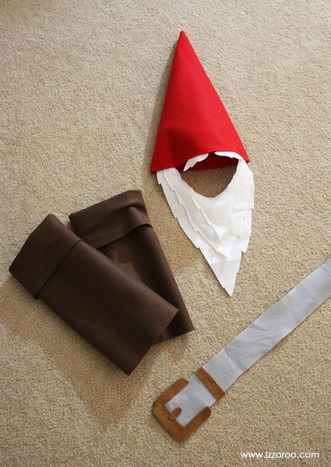 Gnomes Costume Diy, Gnome Costume Pattern, Gnome Costume Kids, Nome Costume, Girl Gnome Costume, Gnome Costume Diy, Gnome Halloween Costumes, Diy Gnome Hat, Gnome Hats Diy Free Pattern