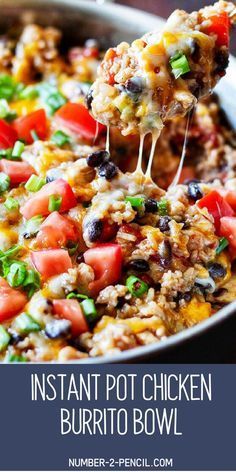 Instant Pot Chicken Burrito Bowl, Beans And Tomatoes, Rice Black Beans, Wallpaper Food, Burrito Bowls Recipe, Chicken Burrito, Chicken Burrito Bowl, Meal Prep Plans, Chicken Burritos