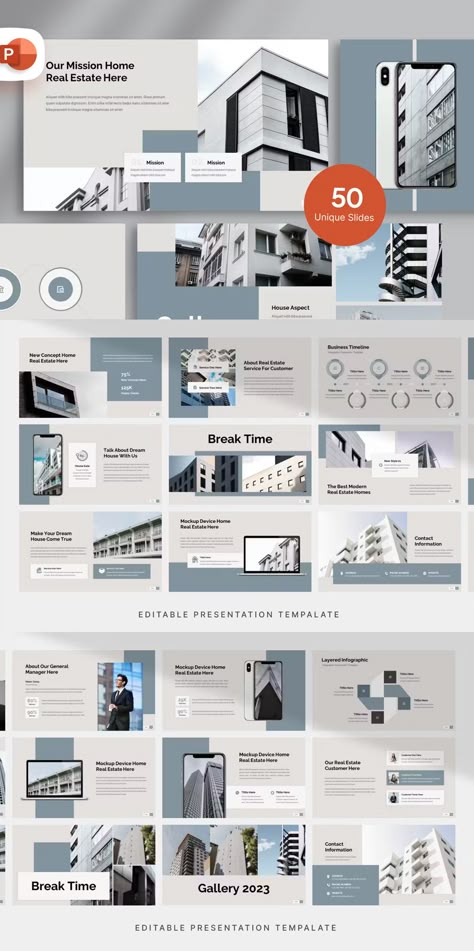 Presentation Template Architecture, Real Estate Presentation Template, Real Estate Presentation Design, Power Point Slide Design, Architecture Powerpoint Presentation, Construction Presentation, Powerpoint Templates Free Download, Real Estate Presentation, Architecture Powerpoint