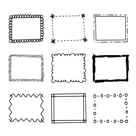 Free Vector | Hand drawn doodle frames collection Simple Card Border Design, Border Drawing Design Doodle Frames, Chart Paper Border Design, Bullet Journal Frames, Notepad Crafts, Flow Chart Design, Hand Drawn Border, Simple Border, Creative School Project Ideas