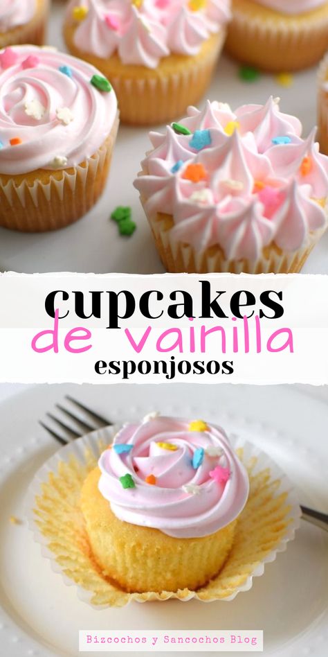 Cómo hacer cupcakes de vainilla esponjosos y fáciles de preparar. Receta básica decorados con merengue #cupcakes #mesasdulces #bizcochosysancochos Nutella Cupcakes, Cheap Clean Eating, Cupcakes Decorados, Magic Cake, Easy Cupcakes, Healthy Muffins, Vanilla Cupcakes, Savoury Cake, Basic Recipes