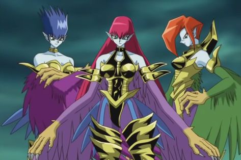 Harpie Lady Systers - Yugioh Harpie Lady Yugioh, Harpie Lady Tattoo, Harpy Cosplay, Yugioh Cosplay, Crow Woman, Daphne Aesthetic, Harpie Lady, Mai Valentine, Female Monster