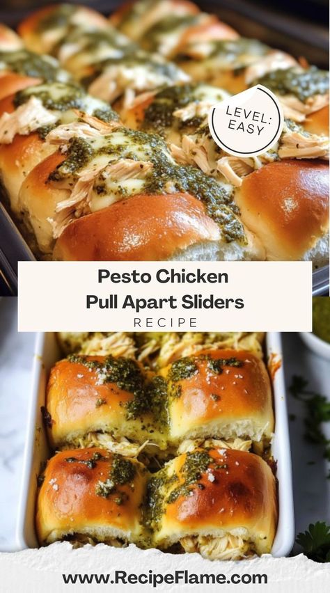 How to Make Irresistible Pesto Chicken Pull Apart Sliders Pull Apart Sliders Recipes, Pulled Chicken Appetizers, Gluten Free Pesto Recipes, Chicken Parm Appetizer, Pull Apart Sandwiches, Pulled Chicken Sliders, Pull Apart Sliders, Gluten Free Pesto, Chicken Sliders