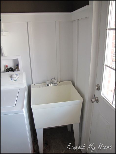 Takeover Tuesday: Mudroom Sink Redo with Beneath My Heart Plastic Laundry Sink Makeover, Laundry Room Sink Makeover, Laundry Sink Makeover, Hide Utility Sink, Laundry Room Sink Ideas, Laundry Room Ideas Small Space, Unique Sinks, Laundry Room Sink, Small Space Interior Design