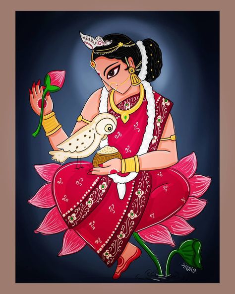 Laxmi Goddess Painting Abstract, Goddess Laxmi Paintings, Laxmi Canvas Painting, Maa Saraswati Madhubani Painting, Maa Lakshmi Drawing, Laxmi Painting Art, Lakshmi Drawing Art, Ma Laxmi Drawing, Potochitra Painting