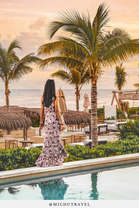 Watching beautiful sunset here by the ocean at one of my favorite spots of the resort - Salum At Vidanta Riviera Maya, inspired by the Bohemian feels of Tulum! #Vidanta There are sunsets that are super dramatic and vibrant, but there’s also sunsets that are soft, subtle and quite romantic. Which do you prefer? Mexico Travel Destinations, Romantic Travel Destinations, By The Ocean, The Bohemian, Romantic Travel, Riviera Maya, Beautiful Sunset, Tulum, The Ocean