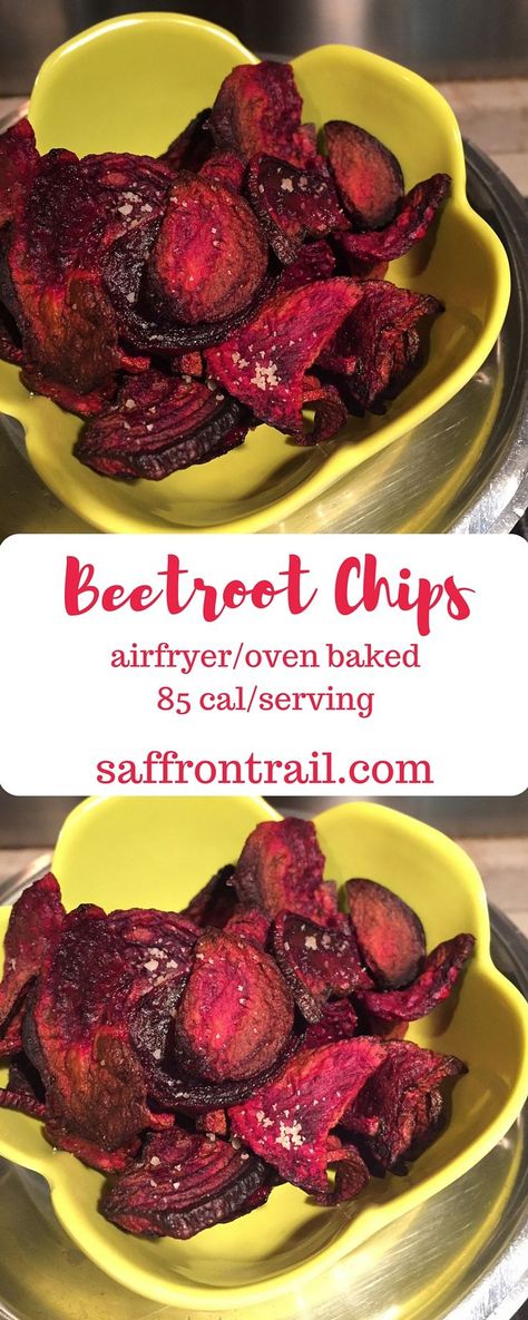 Beetroot Chips Beetroot Chips made in the airfryer or baked in the oven, just 85 calories per serving, a super healthy snack. No deep frying required! Skyrim Recipes, Beetroot Chips, Cooking Beets In Oven, Super Healthy Snacks, Actifry Recipes, Snacks Chips, Beet Chips, Beet Recipes, Deep Frying