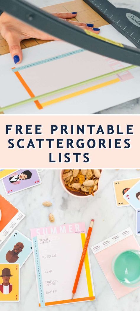 Love family game night? We especially love Scattergories so we created some free printable scattergories lists. #sugarandcloth #scattergories #gamenight #categoriesgames #freegames #wordgame #diyscattergories #diygames Family Game Night Snacks, Scattergories Lists, Diy Board Games, Family Conversation Starters, Teen Party Ideas, Scattergories Game, Family Game Night Ideas, Therapeutic Recreation, Family Conversation